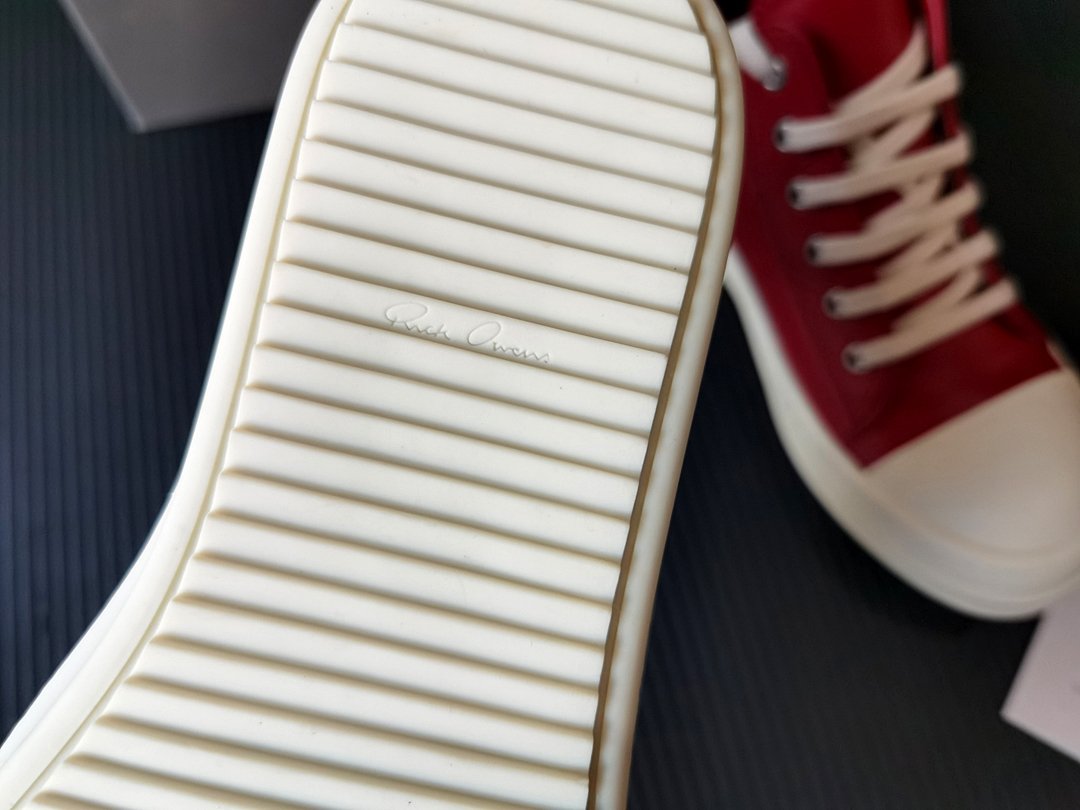 Aurora Custom Rick Owens Mainline Classic Ramones Low - Varsity Red Leather (1:1 Deconstructed) - Image 9