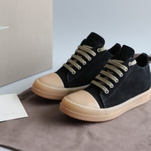 Aurora Custom Rick Owens Mainline Classic Ramones Low - Black Suede with Amber Translucent Sole (1:1 Deconstructed)