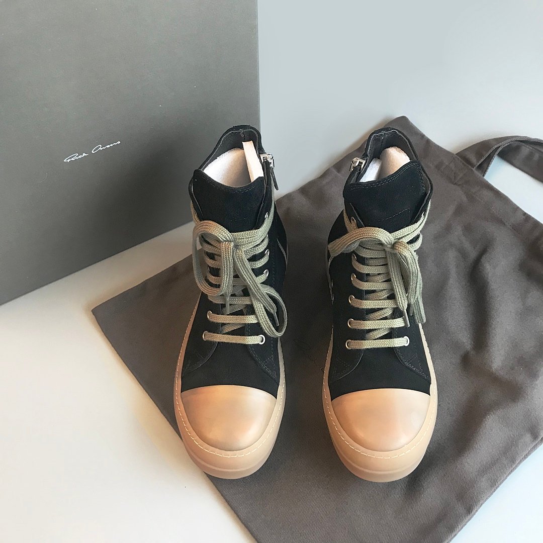 Aurora Custom Rick Owens Mainline High-Top - Black Suede & Translucent Amber Gum Sole (1:1 Deconstructed) - Image 2