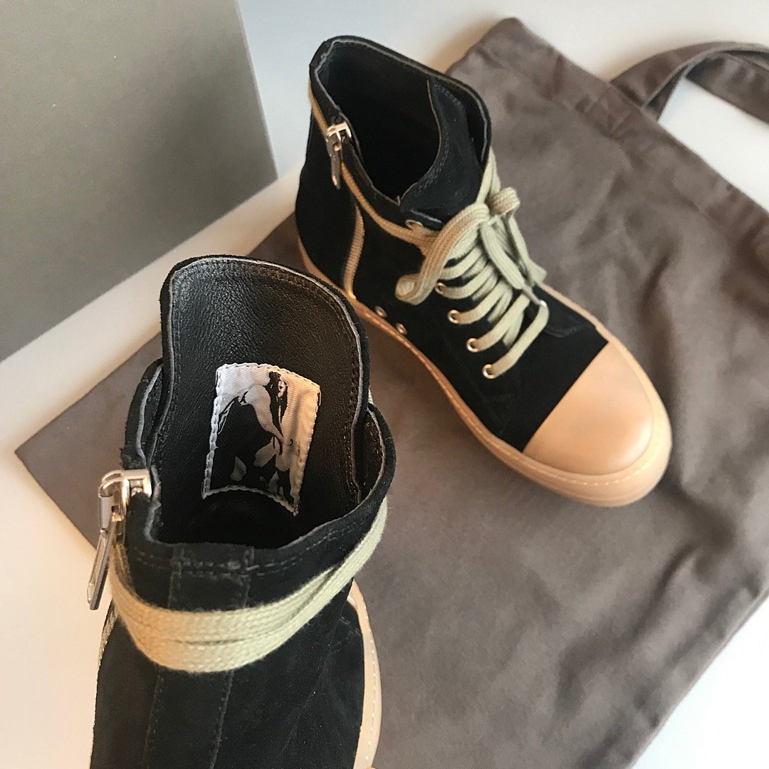 Aurora Custom Rick Owens Mainline High-Top - Black Suede & Translucent Amber Gum Sole (1:1 Deconstructed) - Image 6