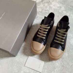 Aurora Custom Rick Owens Mainline Classic Ramones Low - Black Leather with Amber Translucent Sole (1:1 Deconstructed)