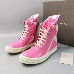 Aurora Custom Rick Owens Mainline Geobasket - Hot Pink Leather & Milk Contrast (1:1 Deconstructed)