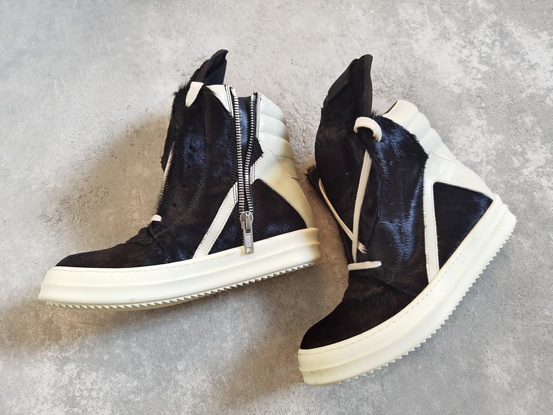 Aurora Custom Rick Owens Mainline Geobasket - Black Pony Hair & Milk Leather (Full Boutique Packaging Set Edition) - Image 6