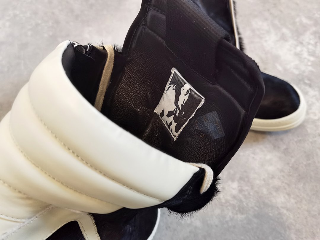 Aurora Custom Rick Owens Mainline Geobasket - Black Pony Hair & Milk Leather (Full Boutique Packaging Set Edition) - Image 8