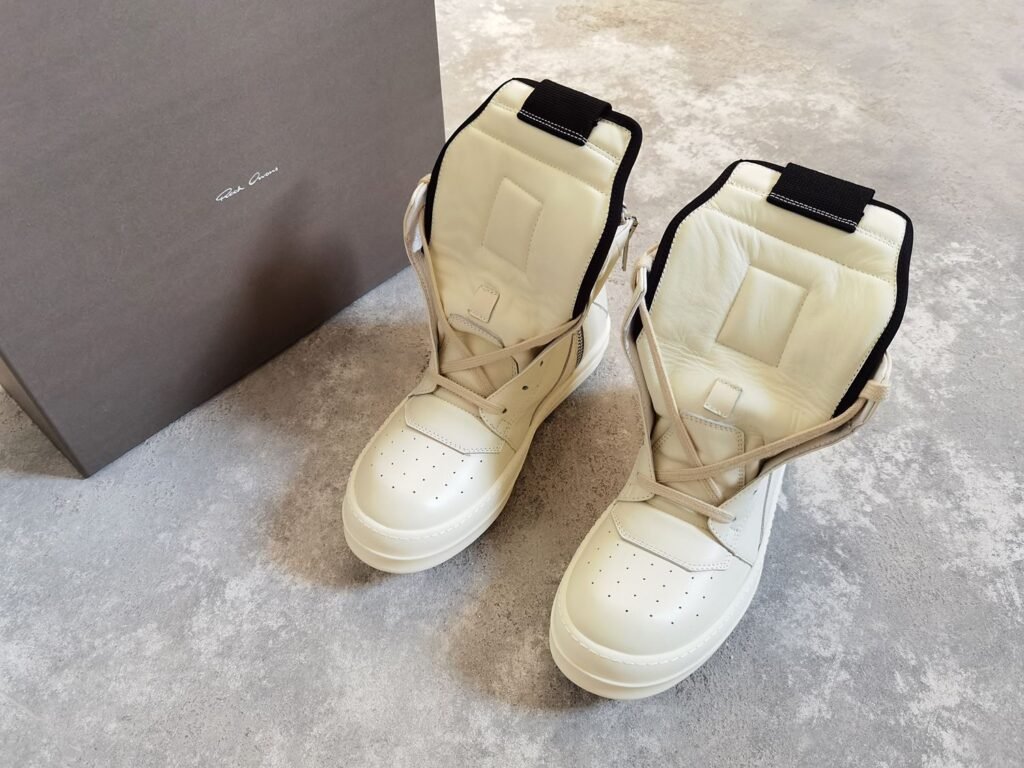 Aurora Custom Rick Owens Mainline Geobasket - All-Milk White Leather (Full Boutique Packaging Set Edition)