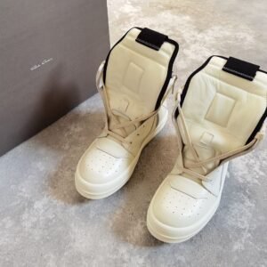 Aurora Custom Rick Owens Mainline Geobasket - All-Milk White Leather (Full Boutique Packaging Set Edition)