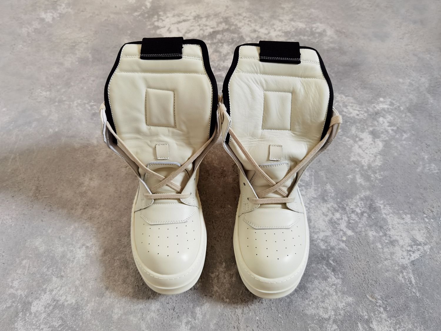 Aurora Custom Rick Owens Mainline Geobasket - All-Milk White Leather (Full Boutique Packaging Set Edition) - Image 3