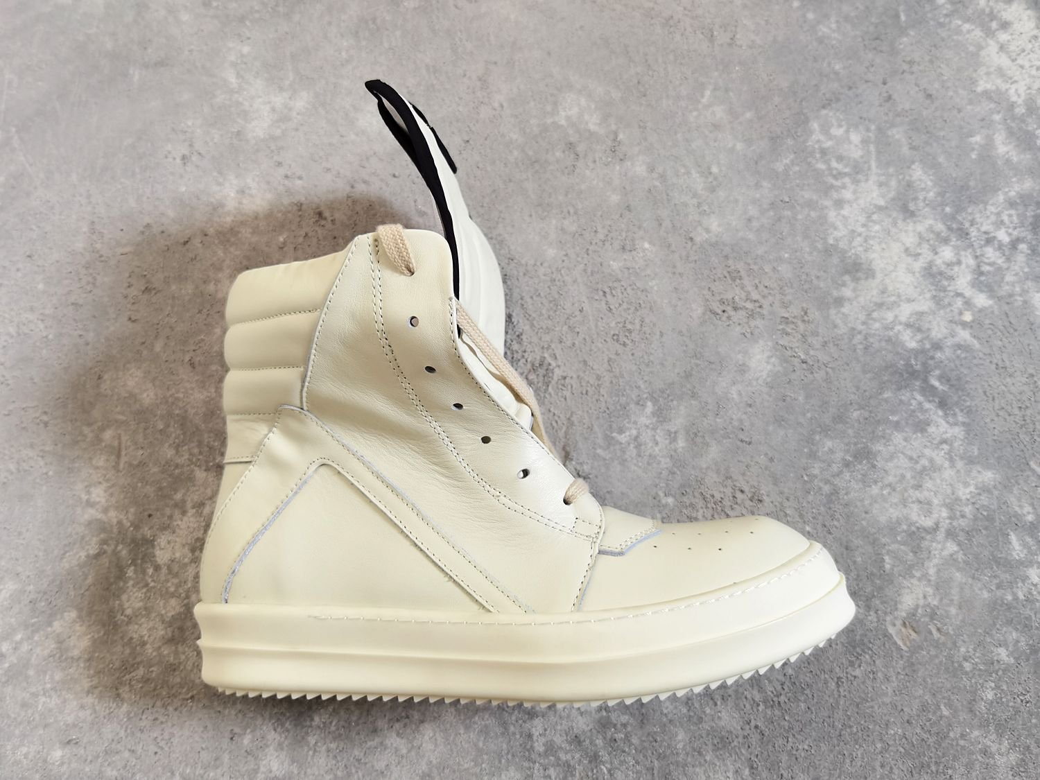 Aurora Custom Rick Owens Mainline Geobasket - All-Milk White Leather (Full Boutique Packaging Set Edition) - Image 6