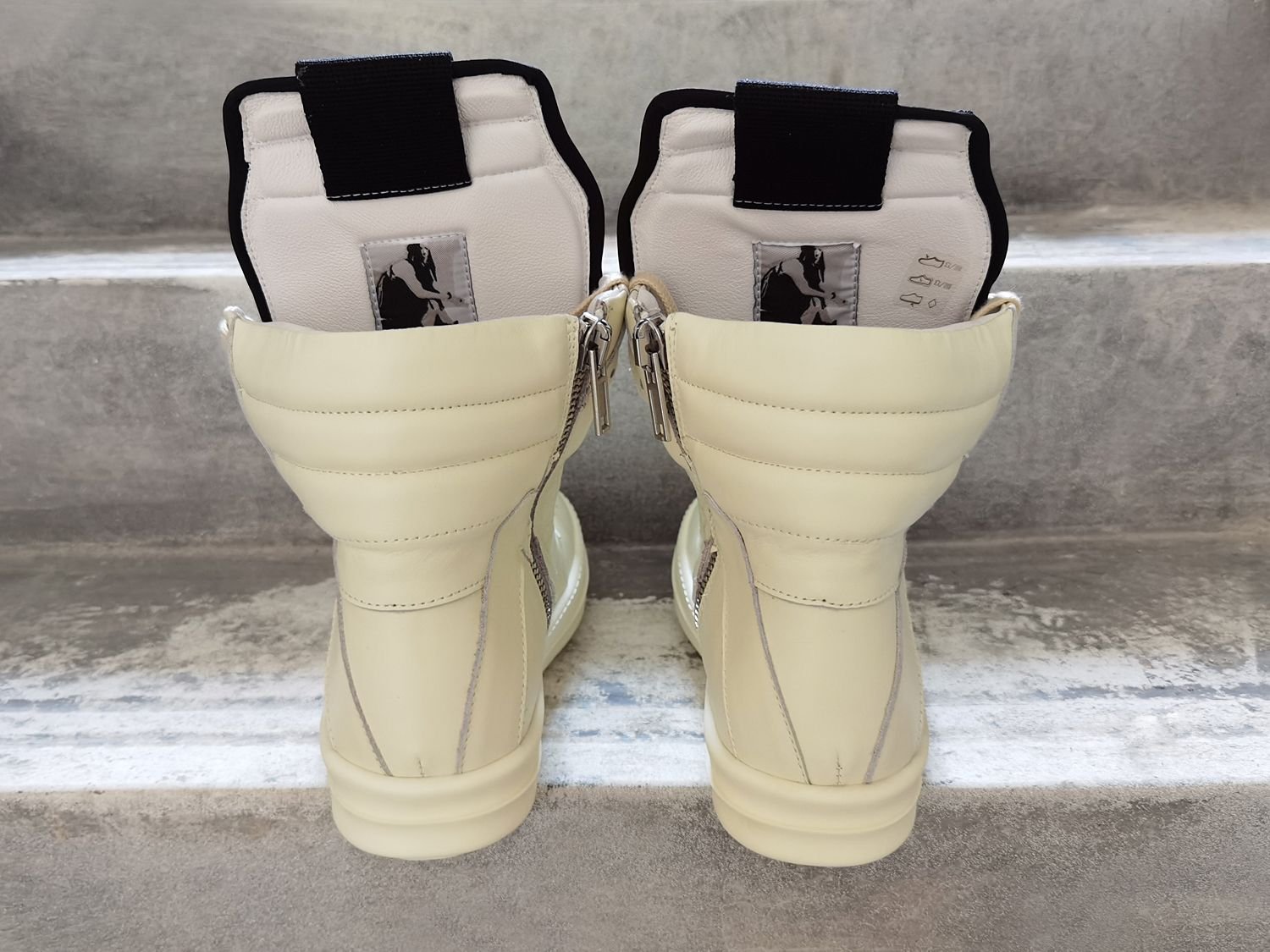 Aurora Custom Rick Owens Mainline Geobasket - All-Milk White Leather (Full Boutique Packaging Set Edition) - Image 7