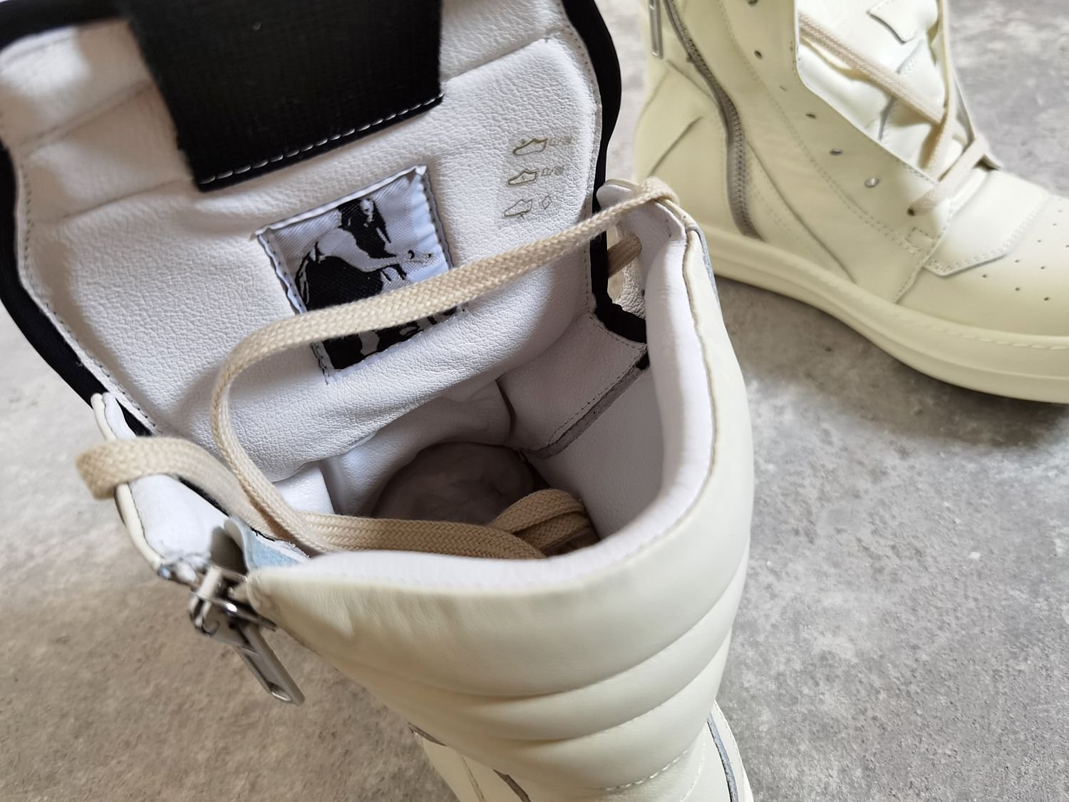 Aurora Custom Rick Owens Mainline Geobasket - All-Milk White Leather (Full Boutique Packaging Set Edition) - Image 8