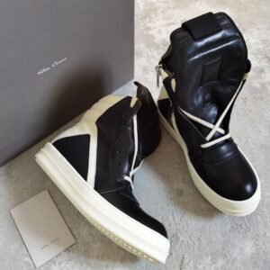 Aurora Custom Rick Owens Mainline Geobasket - Archival Black & Milk Leather (Full Boutique Packaging Set Edition)
