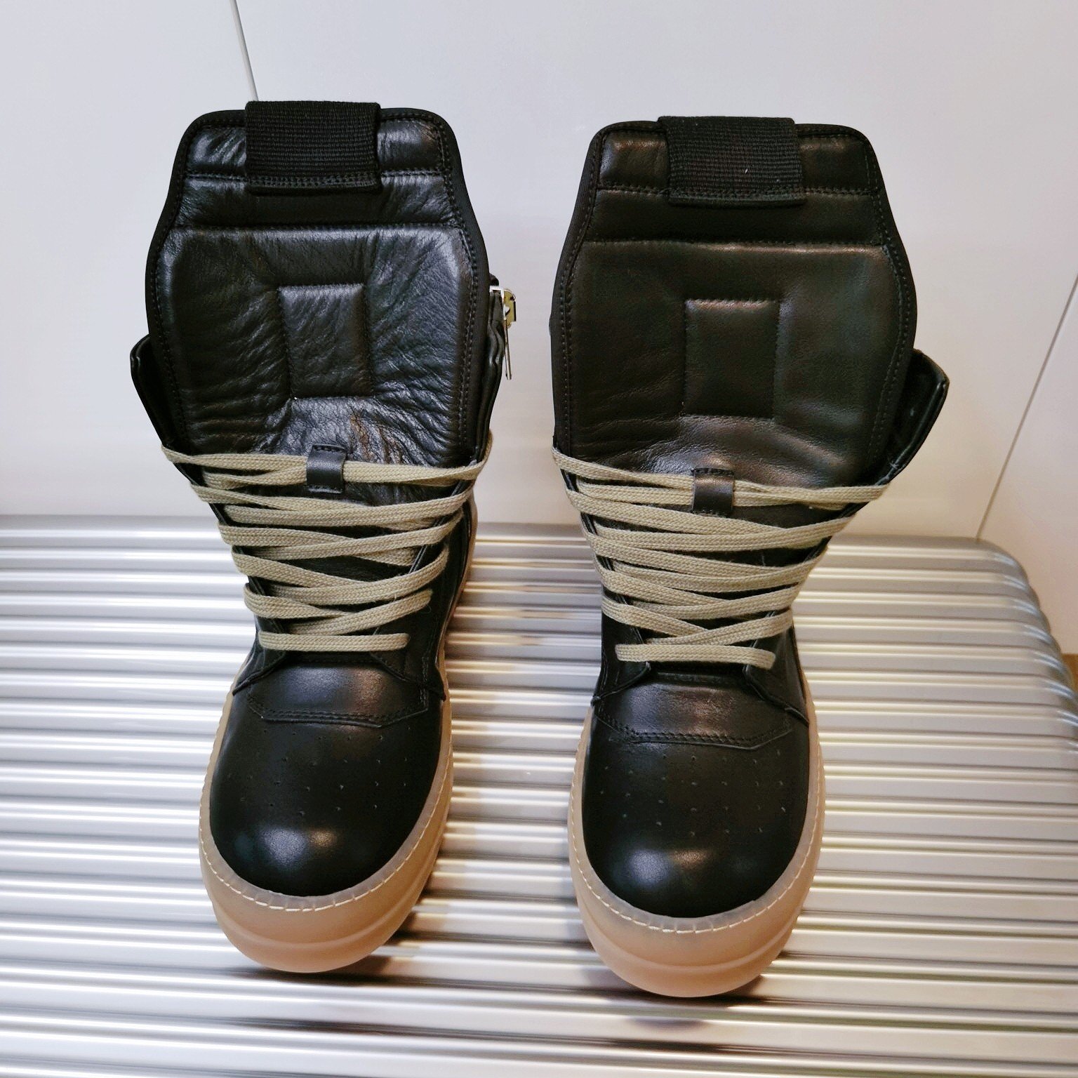 Aurora Custom Rick Owens Mainline Geobasket - Matte Black Leather & Translucent Amber Gum Sole (Bespoke Studio Metal Showcase Edition) - Image 2