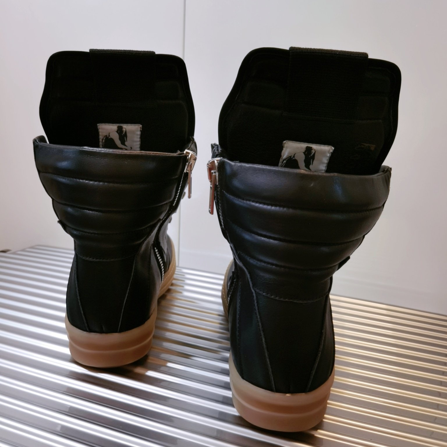 Aurora Custom Rick Owens Mainline Geobasket - Matte Black Leather & Translucent Amber Gum Sole (Bespoke Studio Metal Showcase Edition) - Image 9