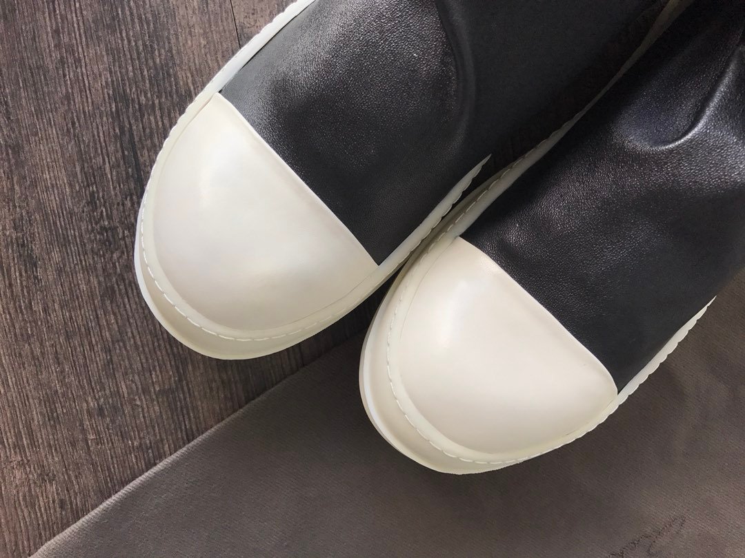 Aurora Custom Rick Owens Mainline Thigh-High Over-the-Knee Stretch Lambskin Sock Boots - Core Black & Milk Sole (1:1 Deconstructed Edition) - Image 6