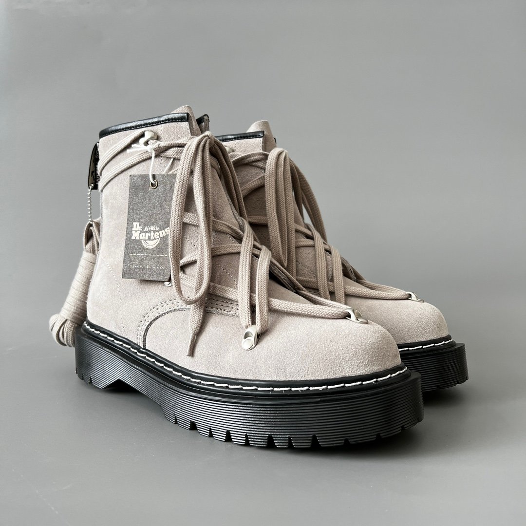 Aurora Custom Rick Owens x Dr. Martens 1460 Megalace Platform Boot - Premium Dust Suede Edition (1:1 Deconstructed) - Image 3