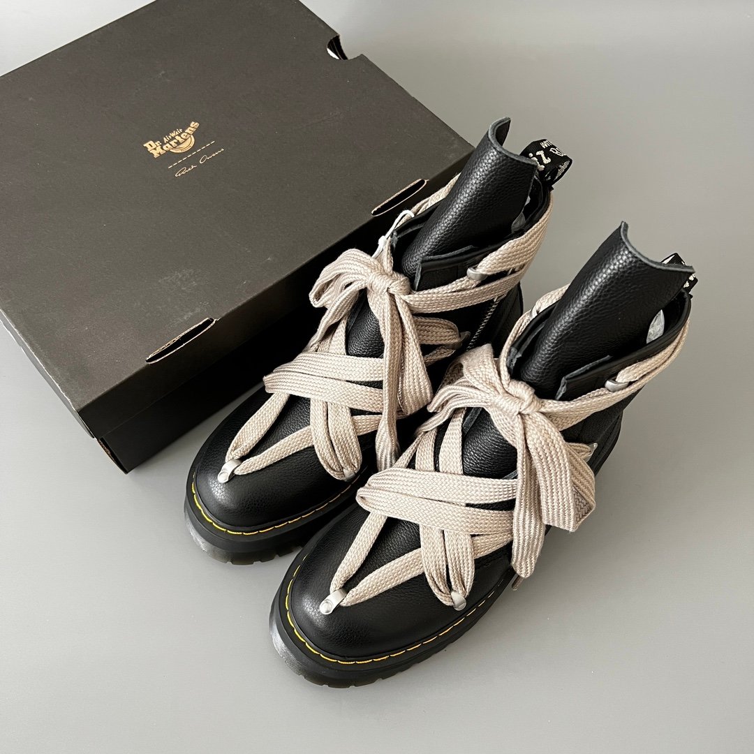 Aurora Custom Rick Owens x Dr. Martens 1460 Jumbo Megalace Platform Boot - Premium Grained Leather (1:1 Deconstructed Hybrid Edition) - Image 9