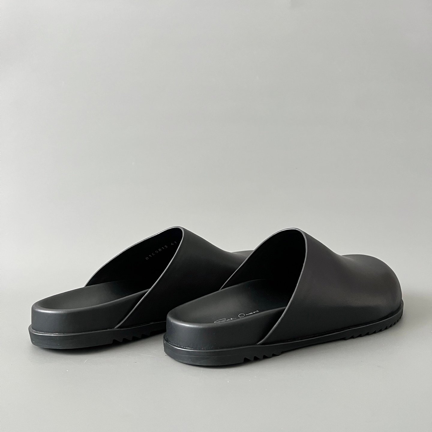 Aurora Custom Rick Owens Mainline Leather Sabot Clogs - Triple Black Avant-Garde Mules (1:1 Deconstructed) - Image 4