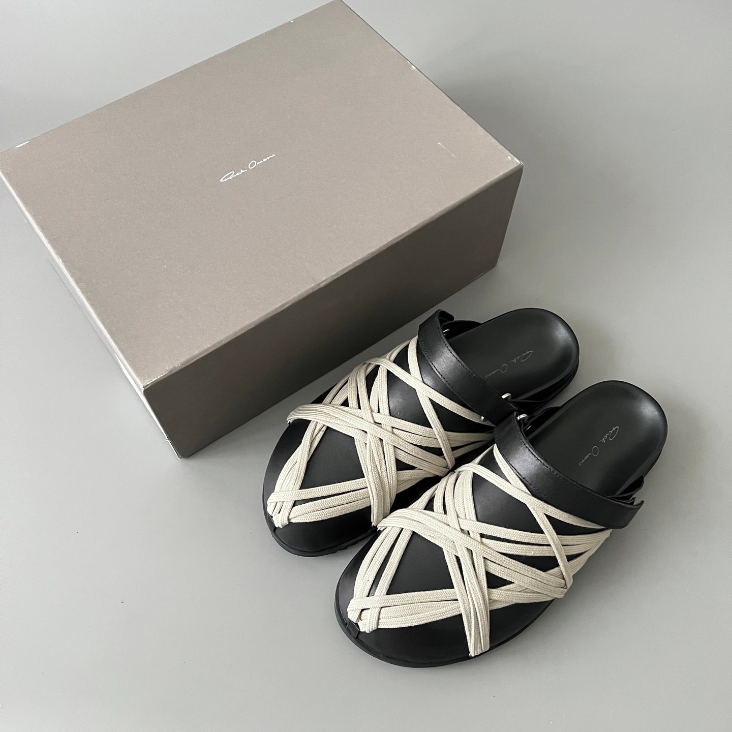 Aurora Custom Rick Owens Mainline Leather Megalace Sabot Clogs - Black Calfskin with Cream Megalace (1:1 Deconstructed) - Image 9