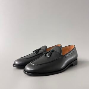 Aurora Custom Loro Piana Mainline Classic Tassel Loafer - Premium Onyx Black Smooth Leather Edition