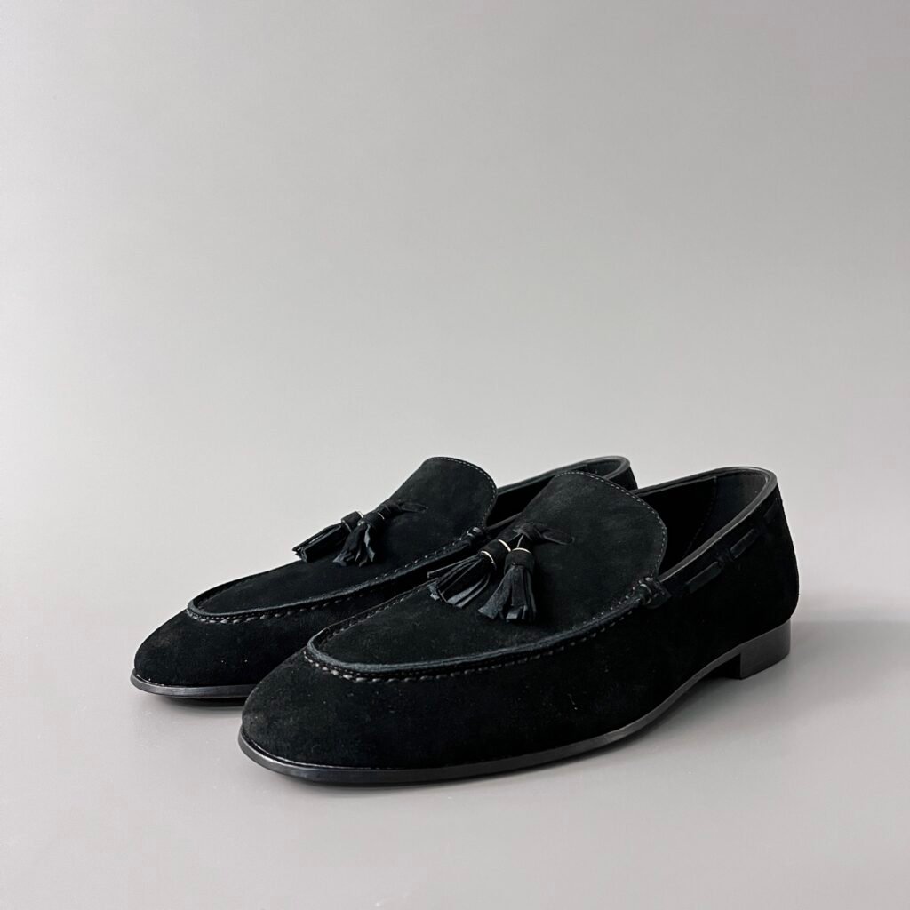 Aurora Custom Loro Piana Mainline Classic Tassel Loafer - Premium Onyx Black Suede Edition