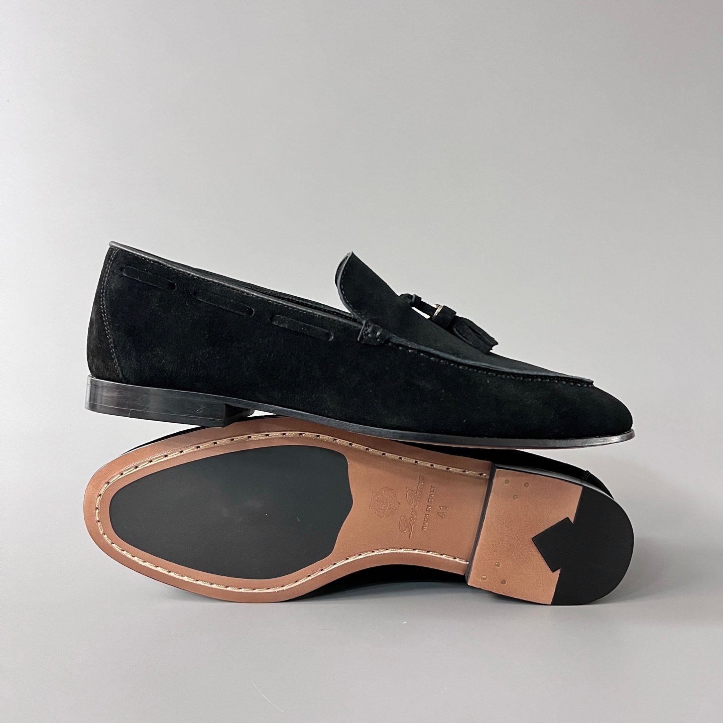 Aurora Custom Loro Piana Mainline Classic Tassel Loafer - Premium Onyx Black Suede Edition - Image 6