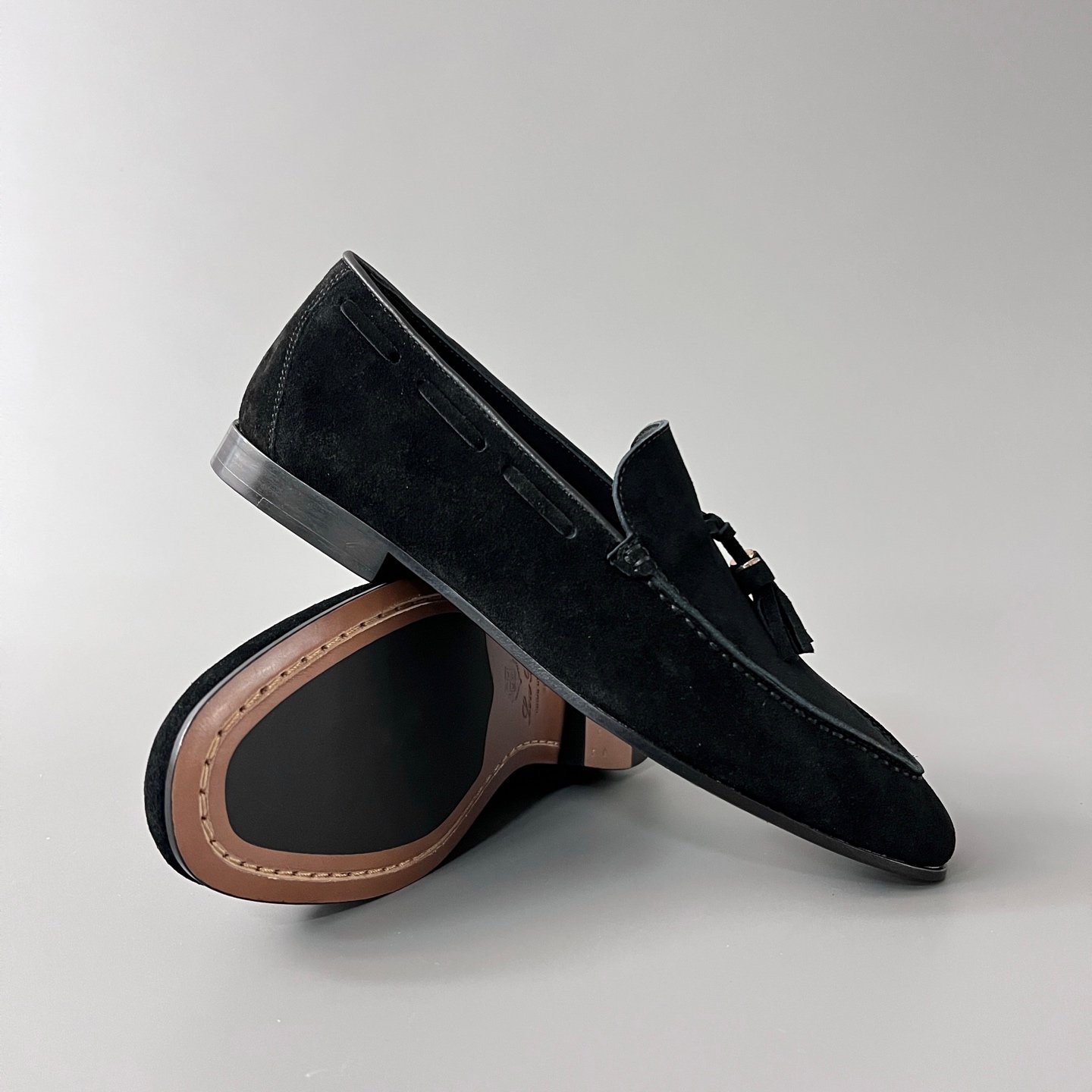 Aurora Custom Loro Piana Mainline Classic Tassel Loafer - Premium Onyx Black Suede Edition - Image 7