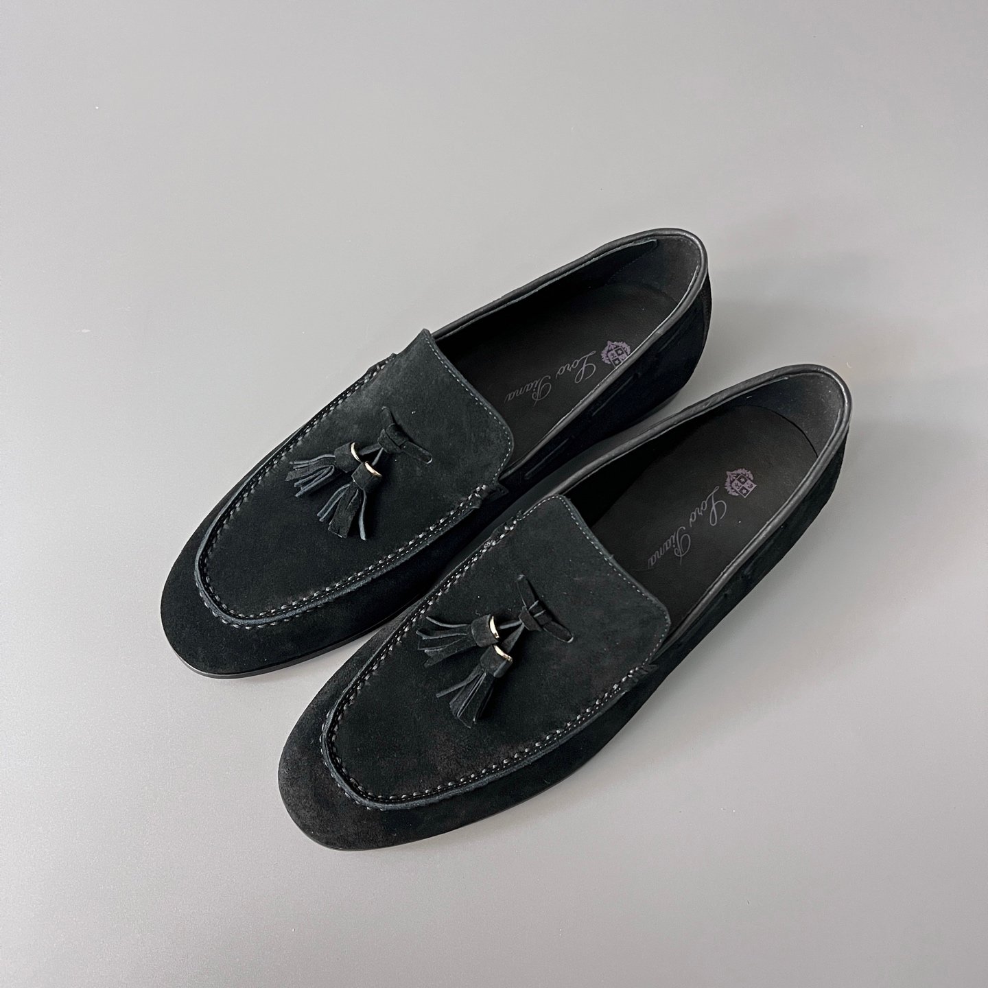 Aurora Custom Loro Piana Mainline Classic Tassel Loafer - Premium Onyx Black Suede Edition - Image 8