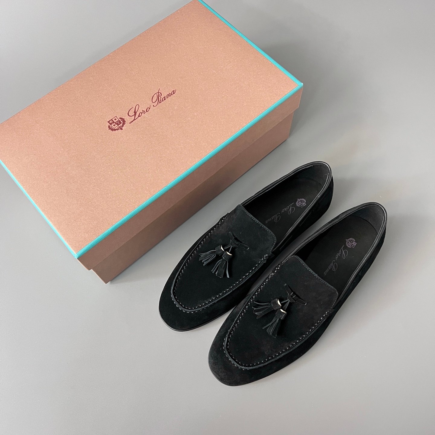 Aurora Custom Loro Piana Mainline Classic Tassel Loafer - Premium Onyx Black Suede Edition - Image 9