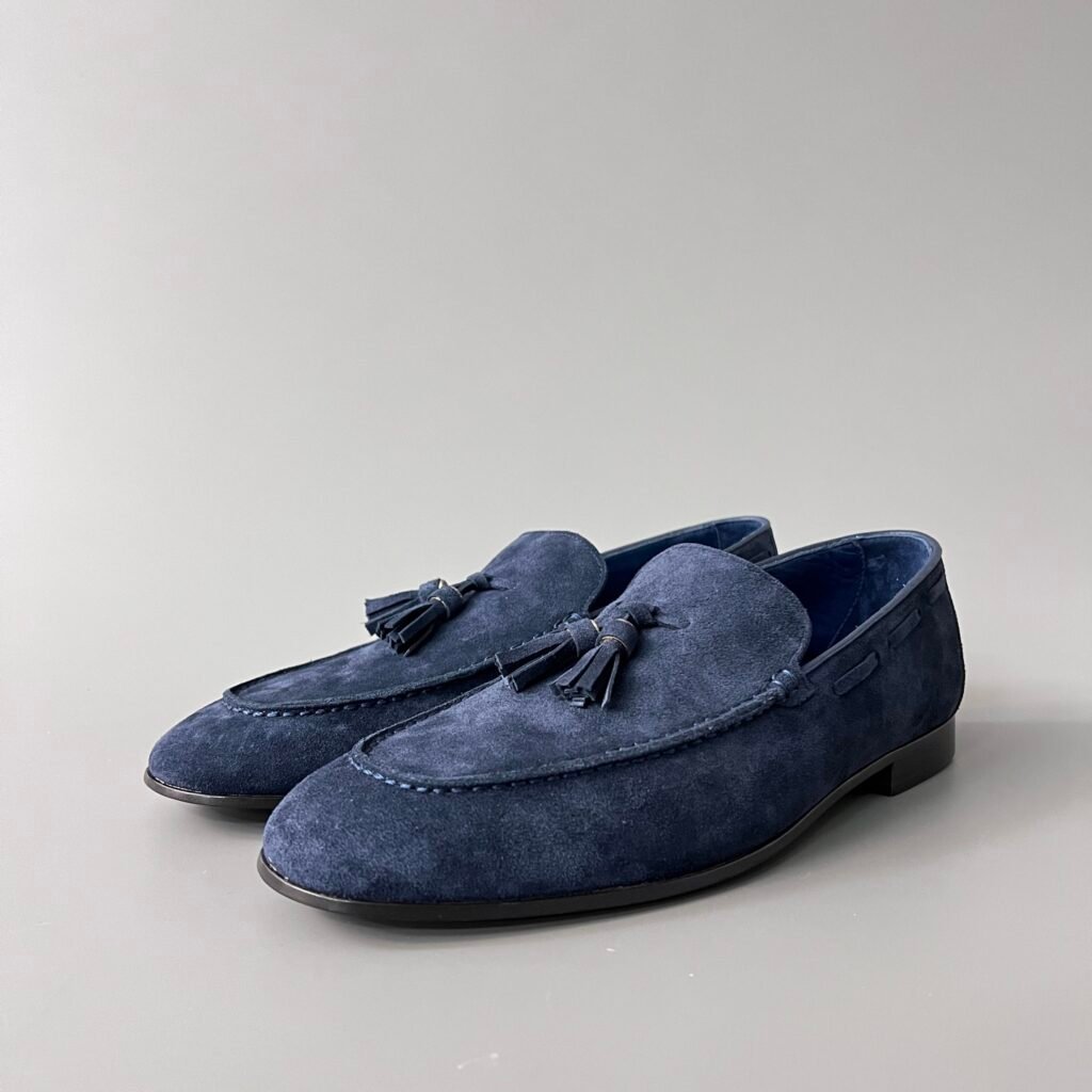 Aurora Custom Loro Piana Mainline Classic Tassel Loafer - Premium Navy Blue Suede Edition