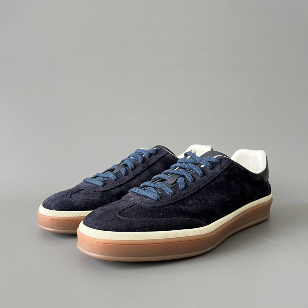 Aurora Custom Loro Piana Classic Play Low-Top Sneaker - Midnight Navy Suede with Transparent Gum Outsole (Unisex Edition)