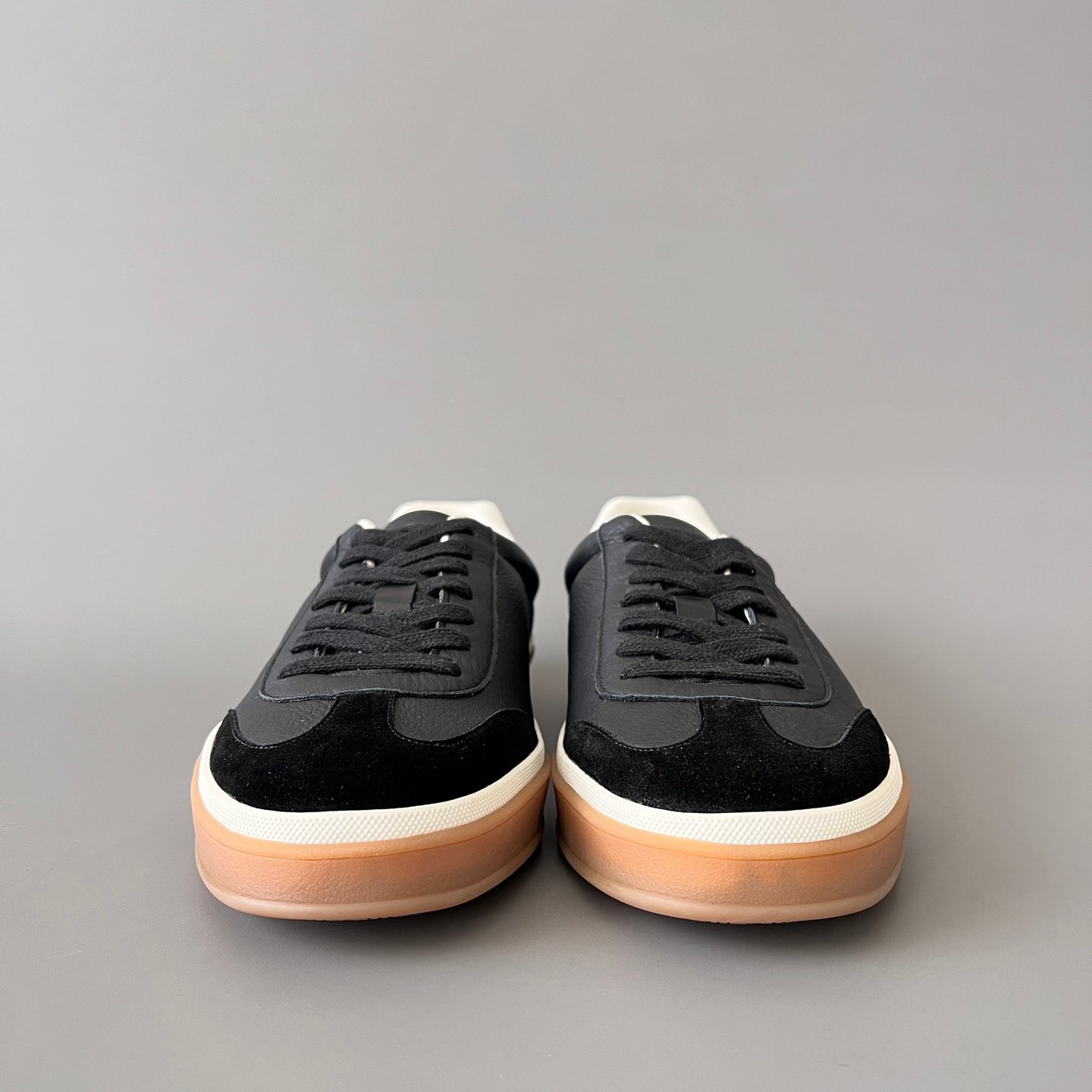 Aurora Custom Loro Piana Classic Play Low-Top Sneaker - Midnight Black Leather & Suede Hybrid with Transparent Gum Outsole (Unisex Edition) - Image 2