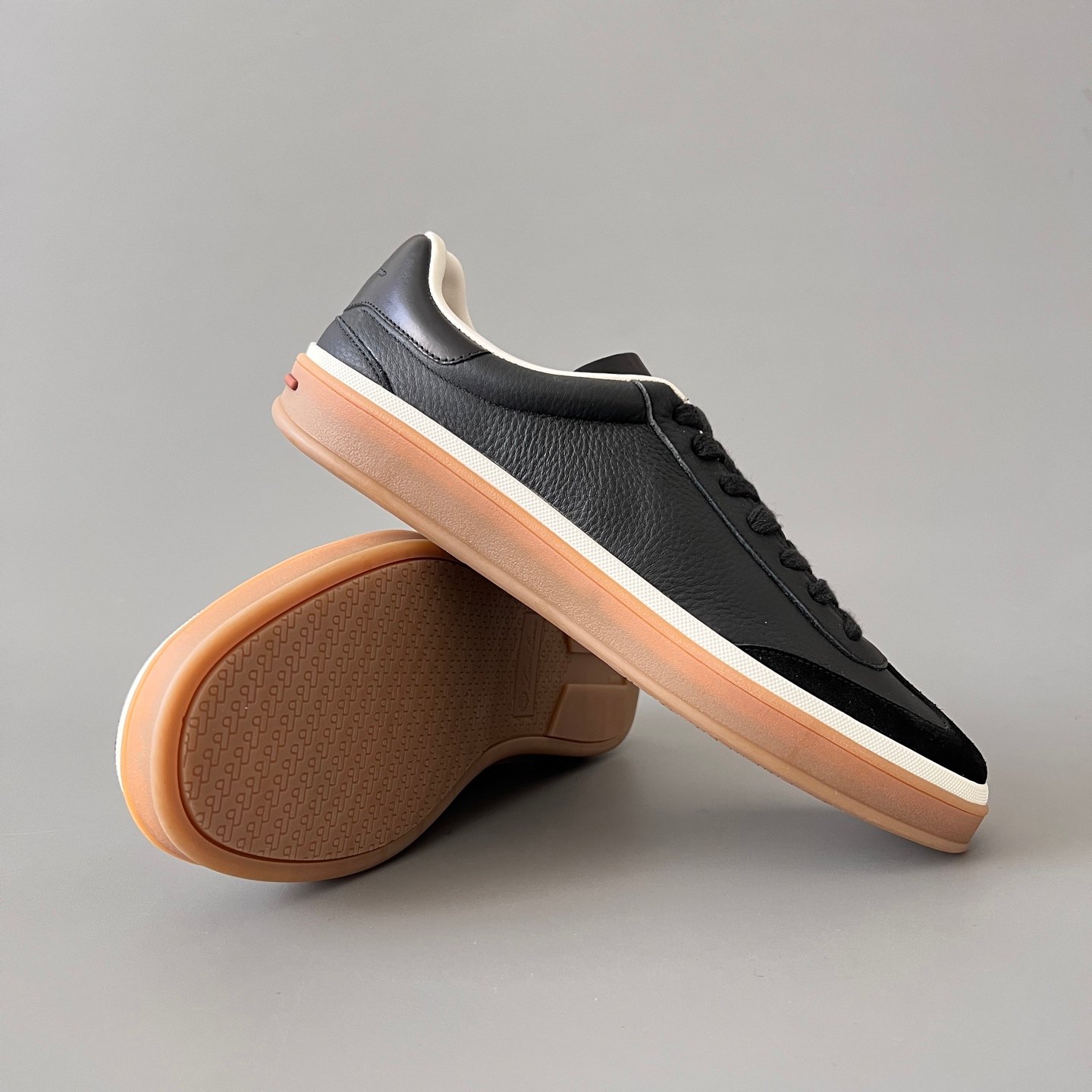 Aurora Custom Loro Piana Classic Play Low-Top Sneaker - Midnight Black Leather & Suede Hybrid with Transparent Gum Outsole (Unisex Edition) - Image 7