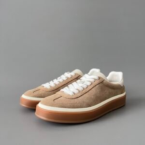 Aurora Custom Loro Piana Classic Play Low-Top Sneaker - Sand Suede with Transparent Gum Outsole (Unisex Edition)