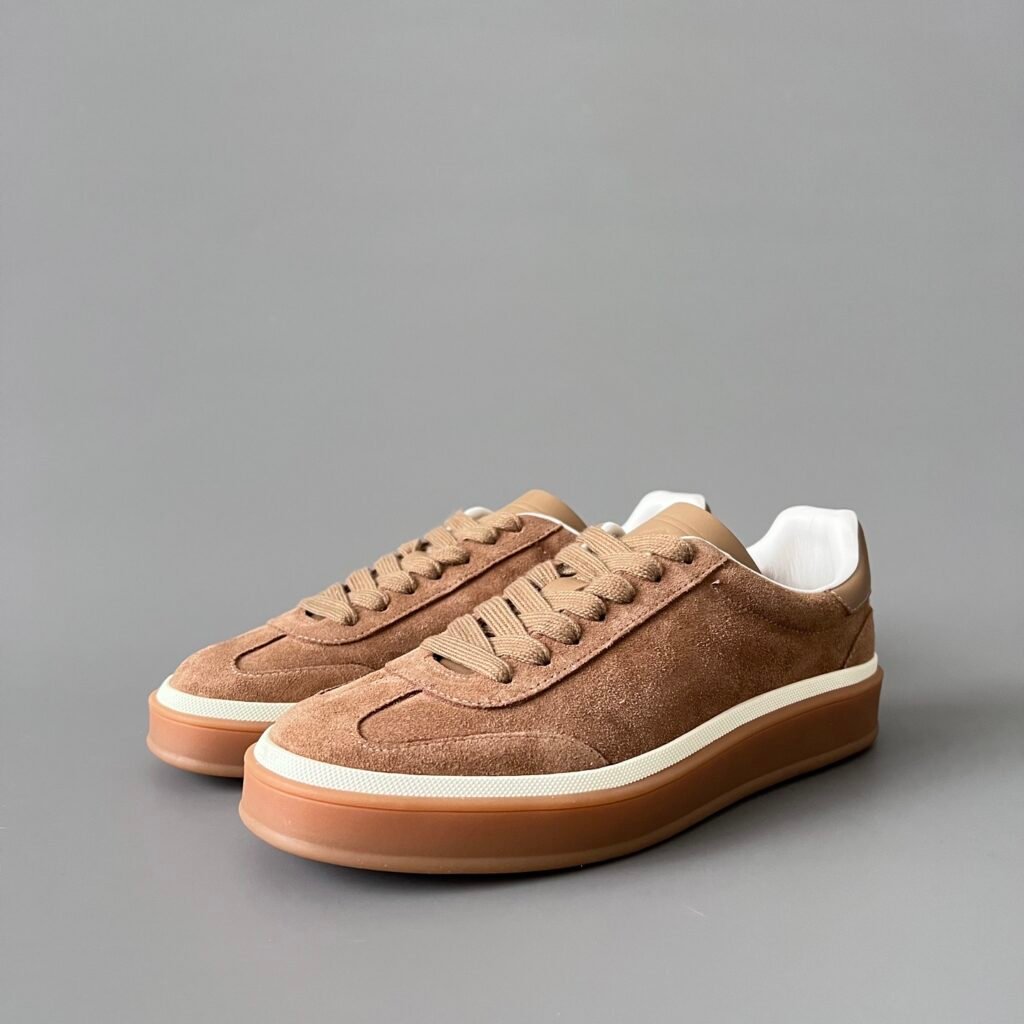 Aurora Custom Loro Piana Classic Play Low-Top Sneaker - Camel Tan Suede (Monochromatic Edition)