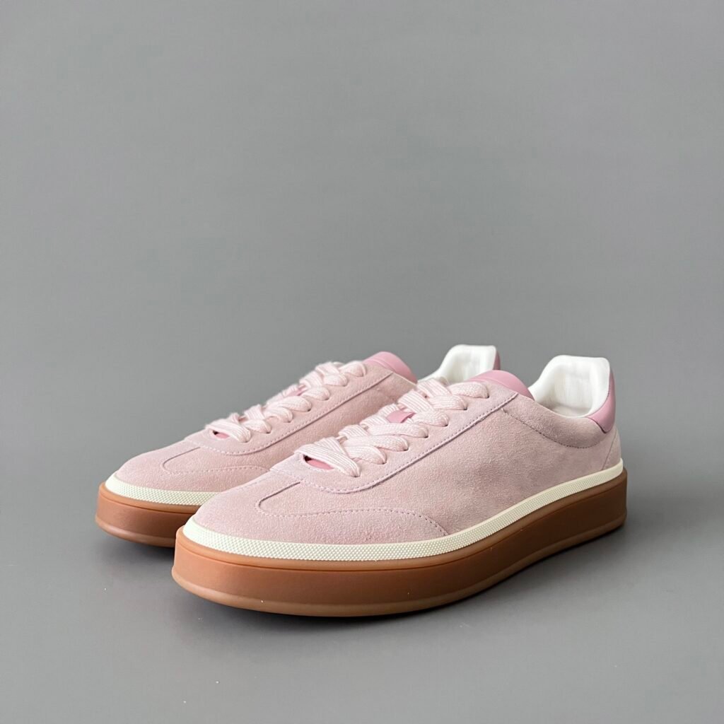 Aurora Custom Loro Piana Classic Play Low-Top Sneaker - Blossom Pink Suede with Transparent Gum Outsole (Unisex Edition)