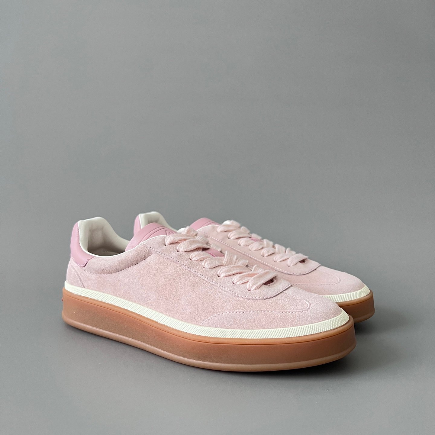 Aurora Custom Loro Piana Classic Play Low-Top Sneaker - Blossom Pink Suede with Transparent Gum Outsole (Unisex Edition) - Image 3