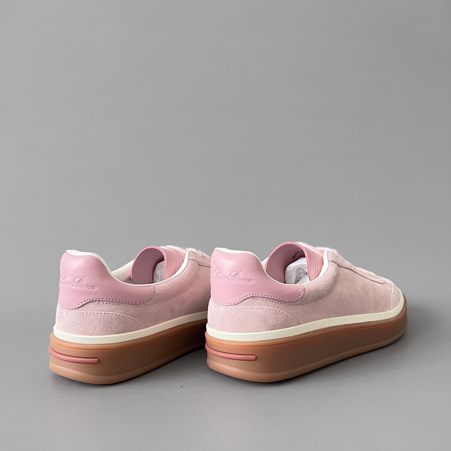 Aurora Custom Loro Piana Classic Play Low-Top Sneaker - Blossom Pink Suede with Transparent Gum Outsole (Unisex Edition) - Image 4