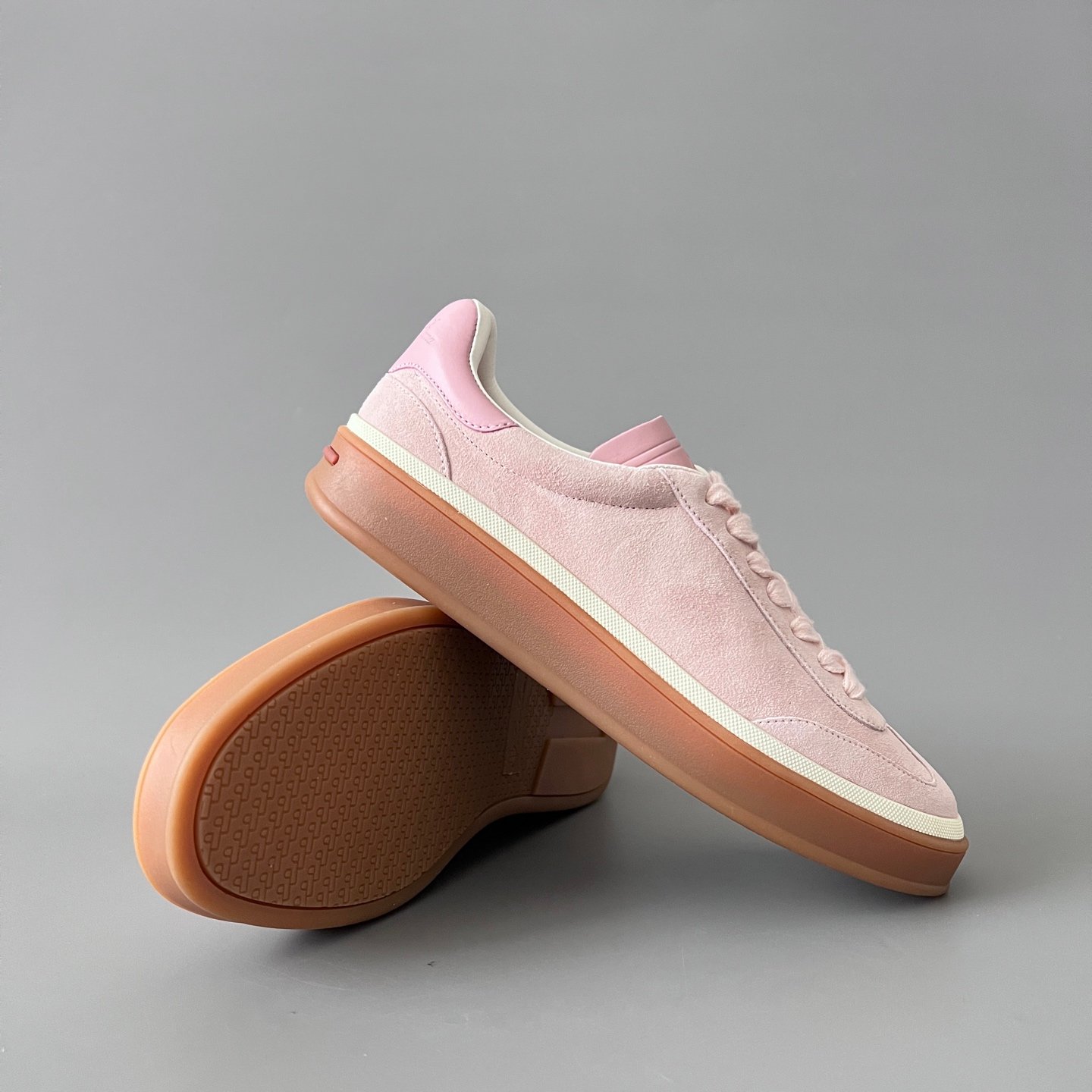 Aurora Custom Loro Piana Classic Play Low-Top Sneaker - Blossom Pink Suede with Transparent Gum Outsole (Unisex Edition) - Image 7