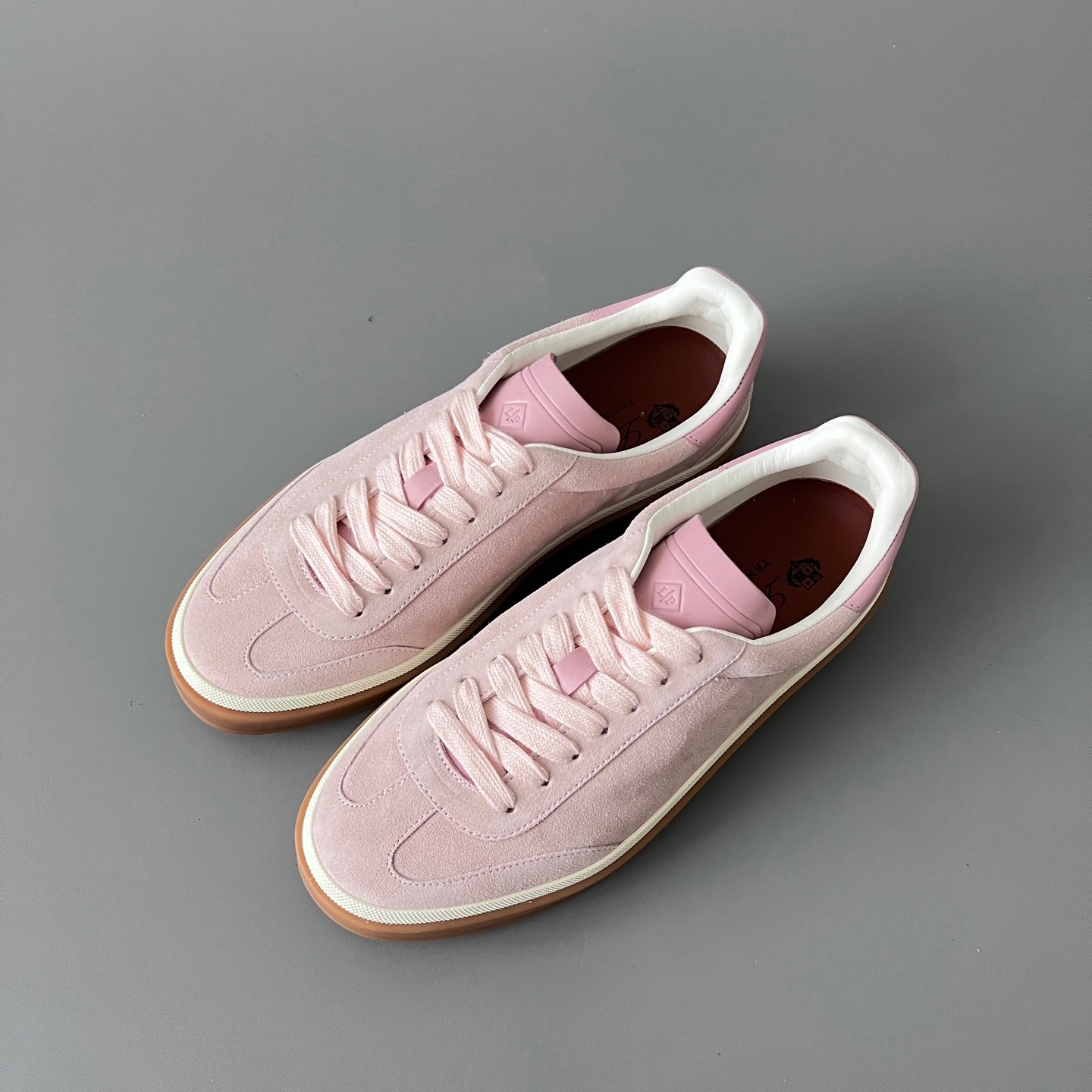 Aurora Custom Loro Piana Classic Play Low-Top Sneaker - Blossom Pink Suede with Transparent Gum Outsole (Unisex Edition) - Image 8