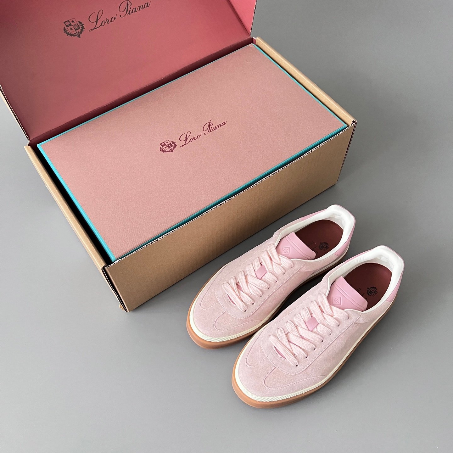 Aurora Custom Loro Piana Classic Play Low-Top Sneaker - Blossom Pink Suede with Transparent Gum Outsole (Unisex Edition) - Image 9