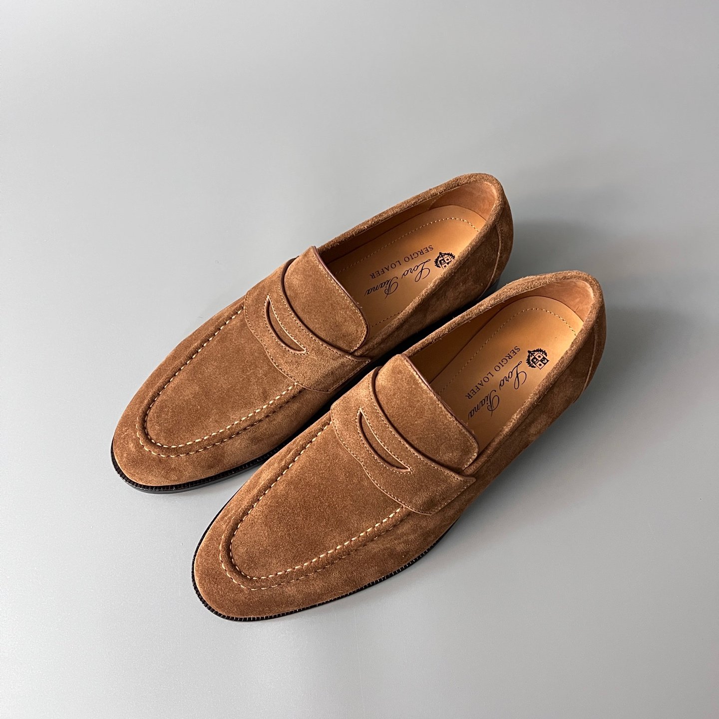 Aurora Custom Loro Piana Mainline Sergio Loafer - Premium Tobacco Brown Suede Edition (Full Leather Sole Custom Edition) - Image 8