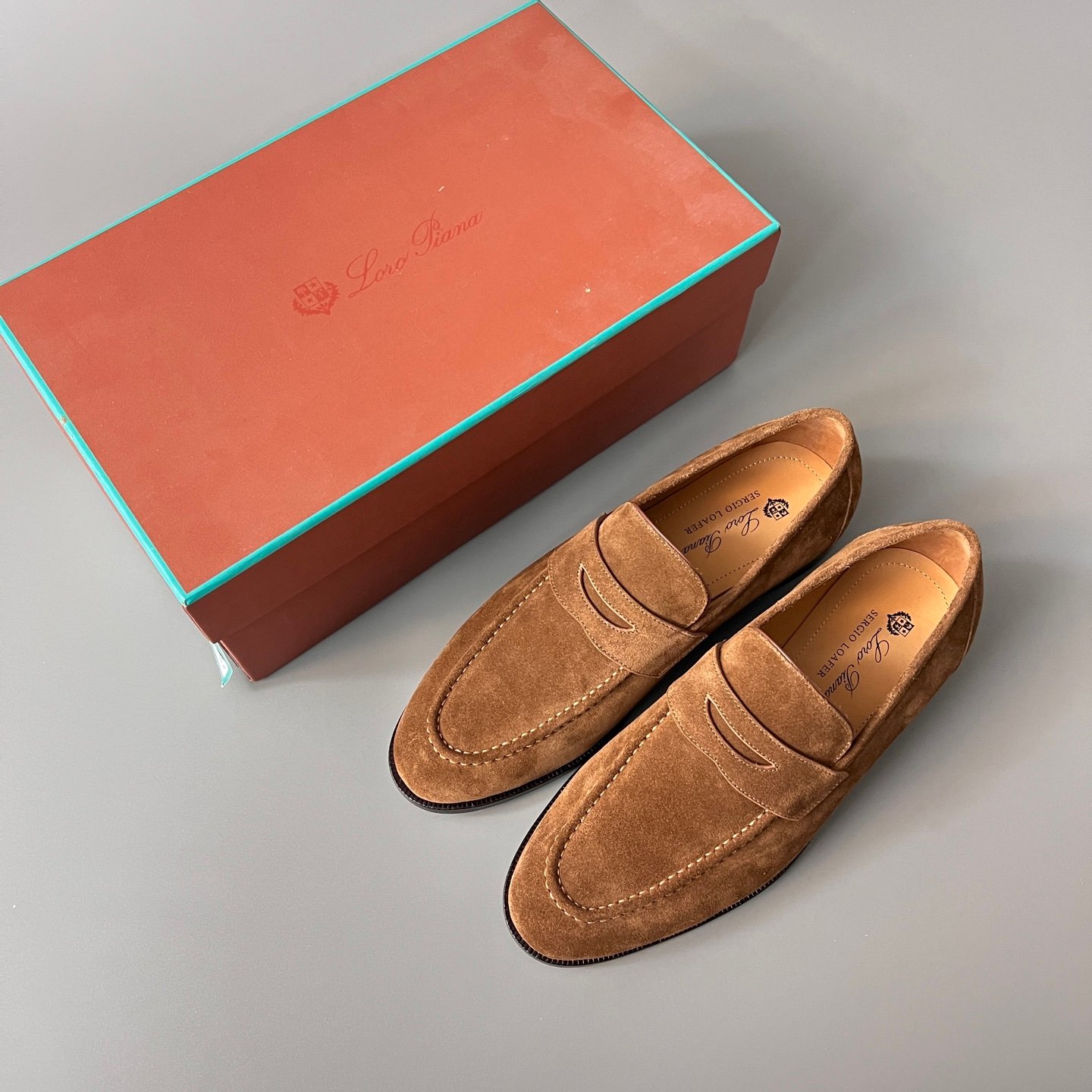 Aurora Custom Loro Piana Mainline Sergio Loafer - Premium Tobacco Brown Suede Edition (Full Leather Sole Custom Edition) - Image 9
