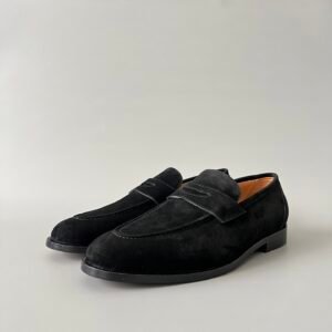 Aurora Custom Loro Piana Mainline Sergio Loafer - Premium Onyx Black Suede Edition (Full Leather Sole Custom Edition)