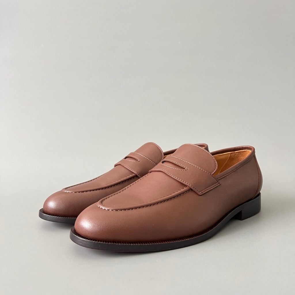 Aurora Custom Loro Piana Mainline Sergio Loafer - Premium Tobacco Brown Smooth Calfskin Edition (Full Leather Sole Custom Edition)