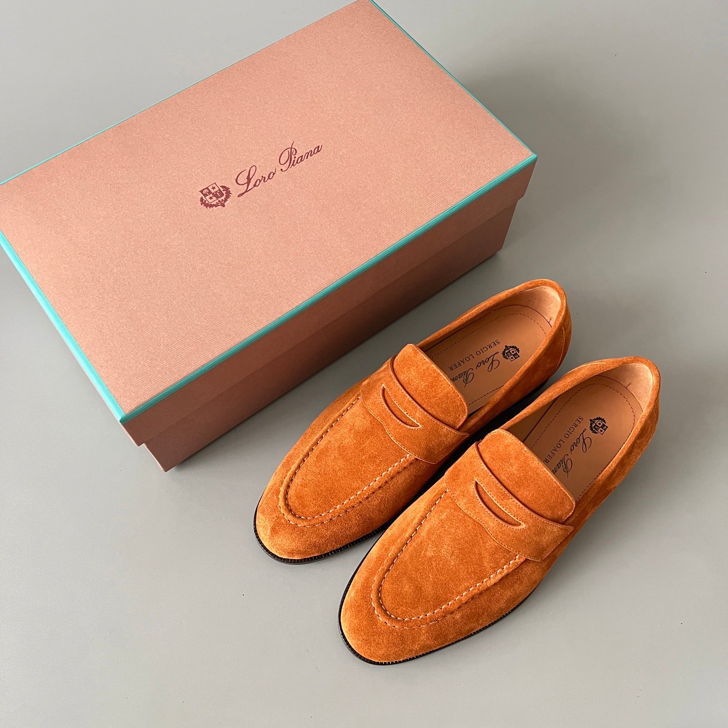 Aurora Custom Loro Piana Mainline Sergio Loafer - Premium Fox Tan / Amber Suede Edition (Full Leather Sole Custom Edition) - Image 9