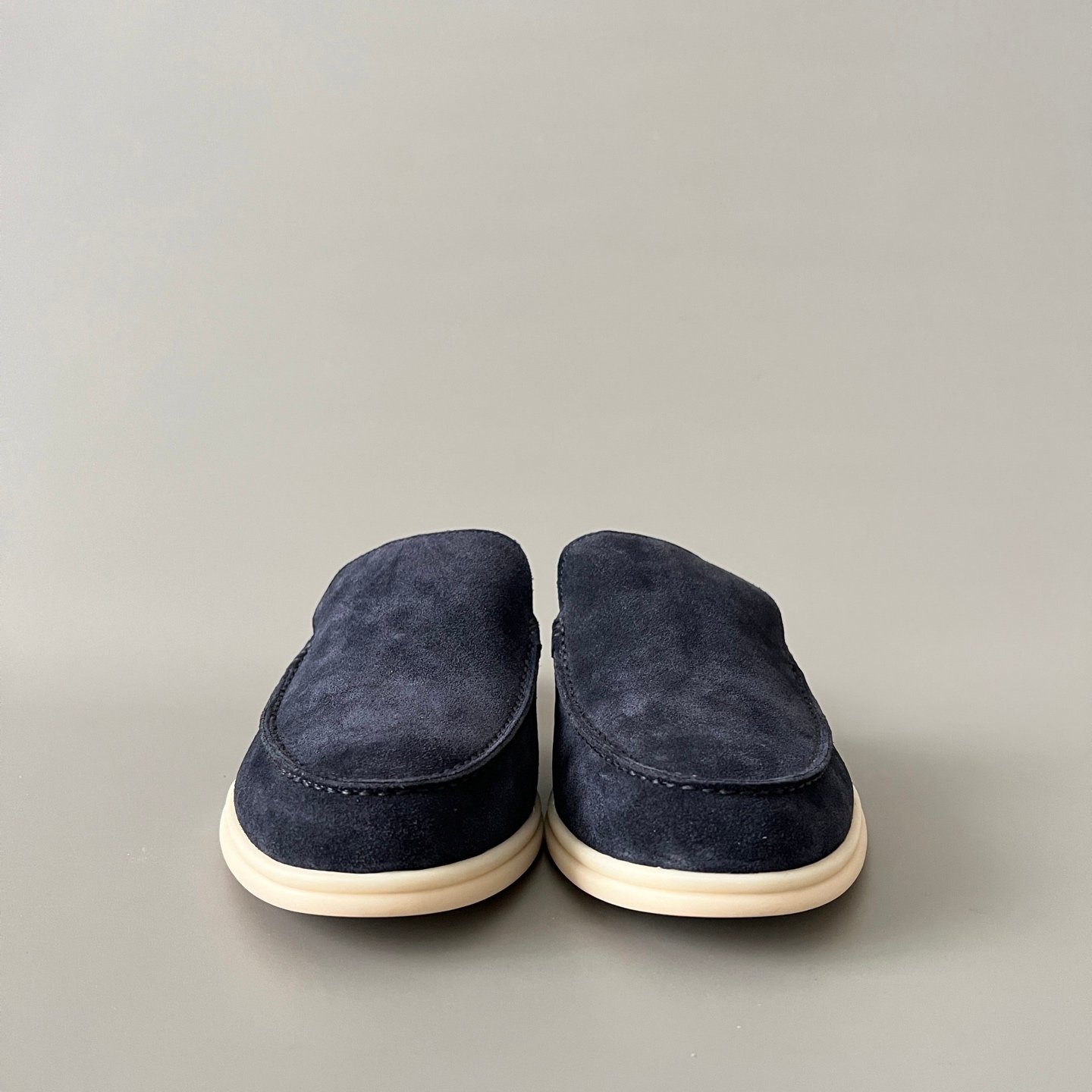 Aurora Custom Loro Piana Mainline Summer Walk Backless Loafer Mule - Premium Deep Navy Suede & Iconic White Rubber Sole Edition - Image 2