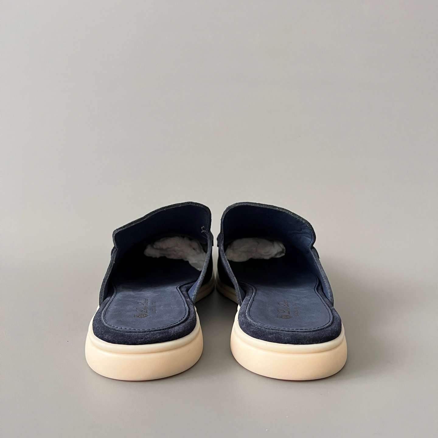 Aurora Custom Loro Piana Mainline Summer Walk Backless Loafer Mule - Premium Deep Navy Suede & Iconic White Rubber Sole Edition - Image 5