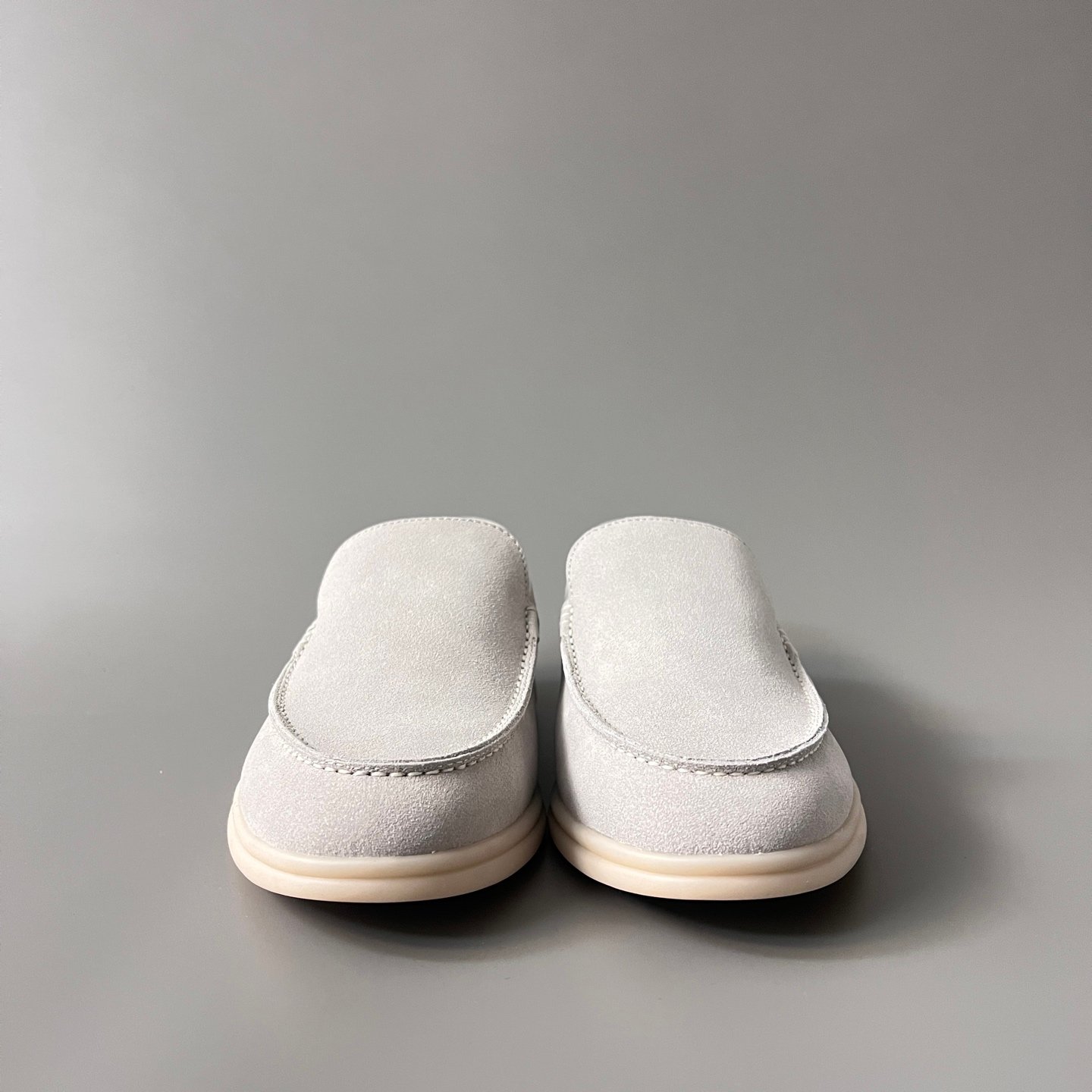 Aurora Custom Loro Piana Mainline Summer Walk Loafer - Premium Stone Grey Suede & Iconic White Rubber Sole Edition - Image 2