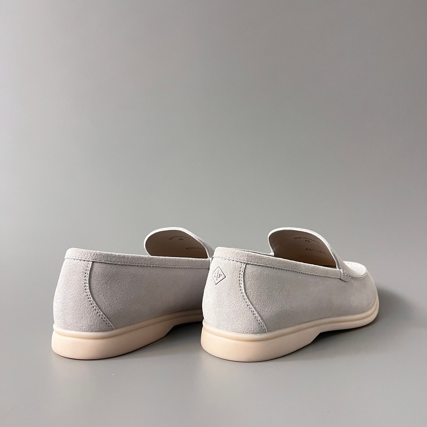Aurora Custom Loro Piana Mainline Summer Walk Loafer - Premium Stone Grey Suede & Iconic White Rubber Sole Edition - Image 4