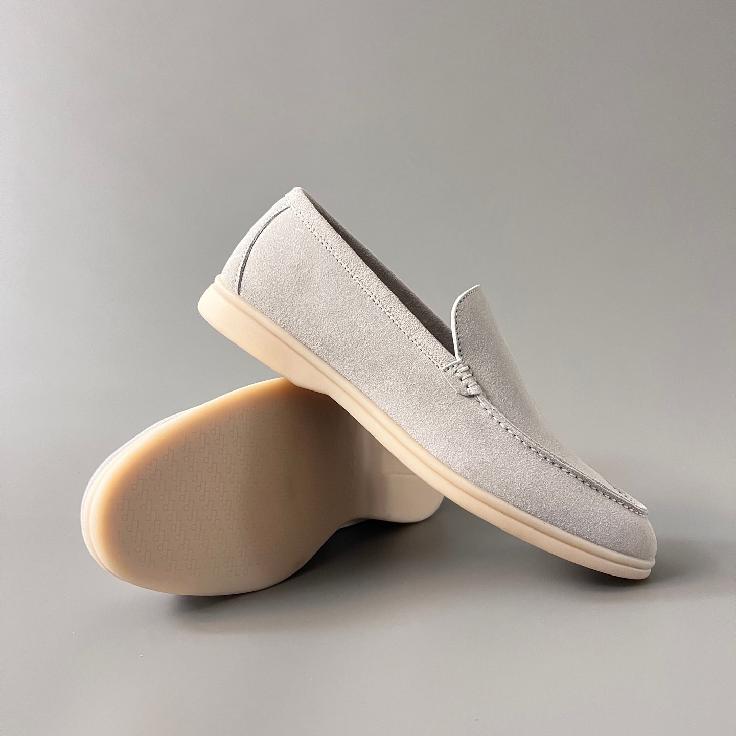 Aurora Custom Loro Piana Mainline Summer Walk Loafer - Premium Stone Grey Suede & Iconic White Rubber Sole Edition - Image 7